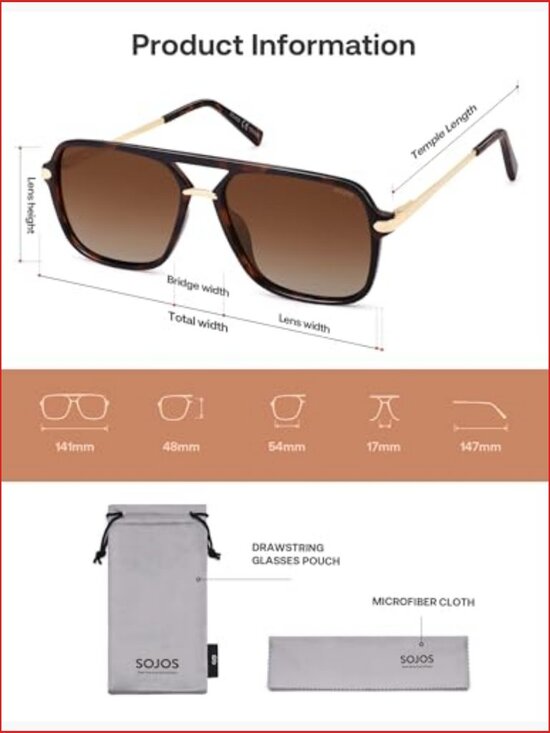Square Retro Polarized Sunglasses for Women & Men main image 5